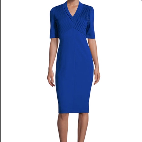 Escada Dresses Escada Dondi Plisse Sheath Dress Blue Size 4 Poshmark